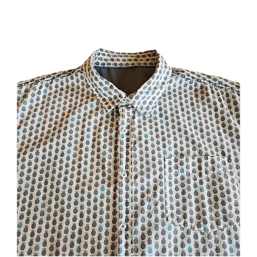 Hawaiian Button Up Shirt Pineapple Resortwear Cruise Preppy Cotton Mens Sz 2XL